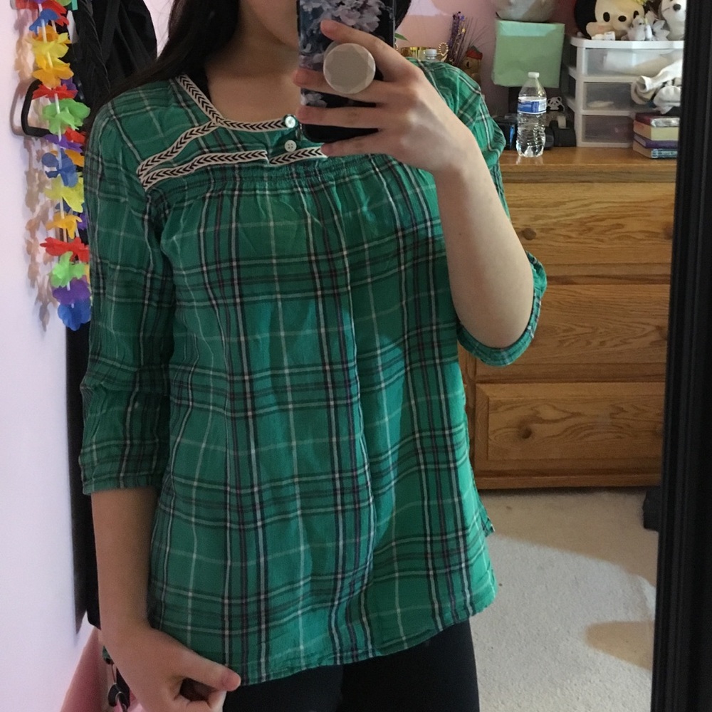 Green plaid shirt